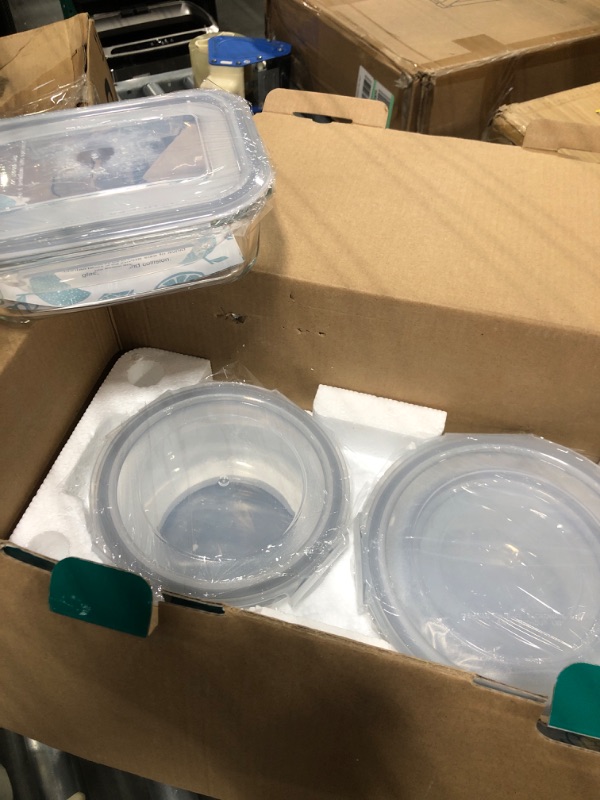 Photo 1 of HOMBERKING 12 Sets Glass Food Storage Containers with Lids, Glass Meal Prep Containers, Airtight Glass Bento Boxes, BPA Free & Leak Proof, Pantry Kitchen Storage(12 lids & 12 Containers) - Gray  *FACTORY SEALED*  **MISSING ONE CONTAINER**