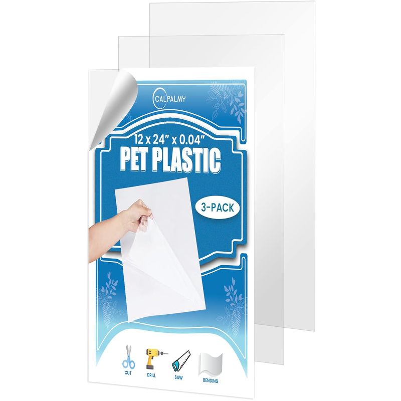 Photo 1 of 3 Pack PET Sheet Panels - 12" x 24" x 0.04" Clear Acrylic Sheet-Quality Shatterproof, Lightweight, and Affordable Glass Alternative Perfect for Poster Frames, Counter Barriers, and Pet Barriers. 12x24"x0.04"(Pack of 3)