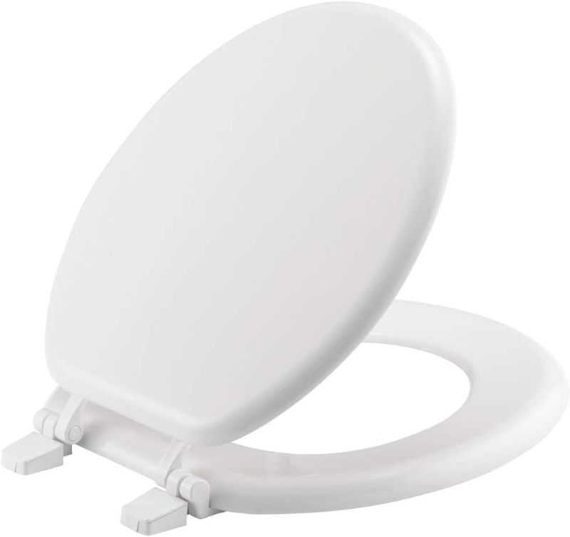 Photo 1 of BEMIS 400TTA 000 Economy Toilet Seat, Durable Enameled Wood, ROUND, White