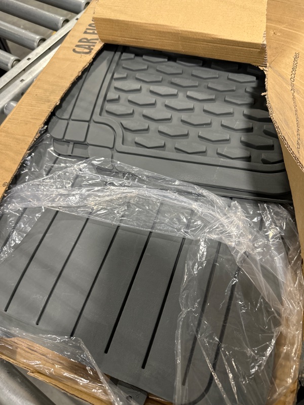 Photo 1 of Automotive Floor Mats Gray ClimaProof for all weather protection Universal Fit for most Cars, SUVs, and Trucks (Full Set Trimmable Custom Fit) FH Group F11308GRAY