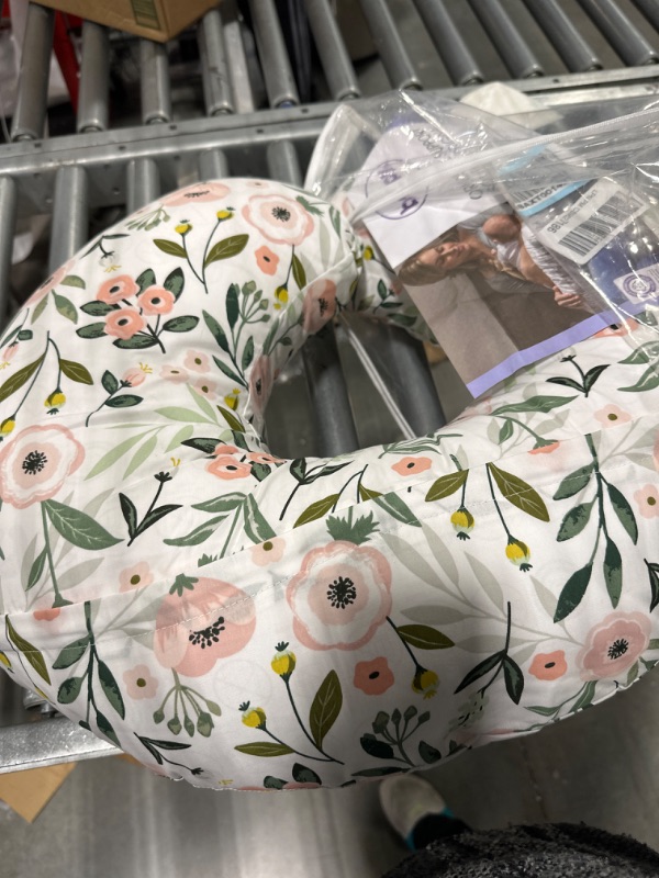 Photo 3 of Boppy Nursing Pillow and Positioner—Original | Pink Garden Flowers | Breastfeeding, Bottle Feeding, Baby Support | with Removable Cotton Blend Cover | Awake-Time Support , 20x16x5.5 Inch (Pack of 1)