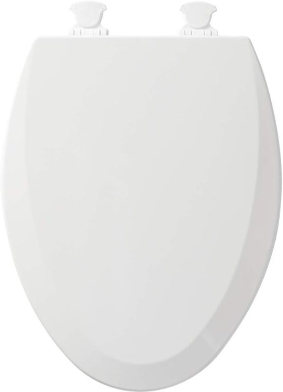 Photo 1 of Bemis Lift-Off Wood Elongated Toilet Seat, 1 Pack, Cotton White