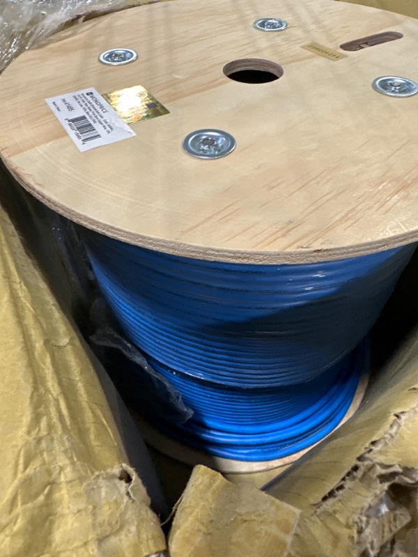 Photo 3 of Monoprice Cat6A Ethernet Bulk Cable - Solid, 550Mhz, F/UTP, CMR, Riser Rated, Pure Bare Copper Wire, 10G, 23AWG, No Logo (UL) (TAA) 500 Feet, Blue