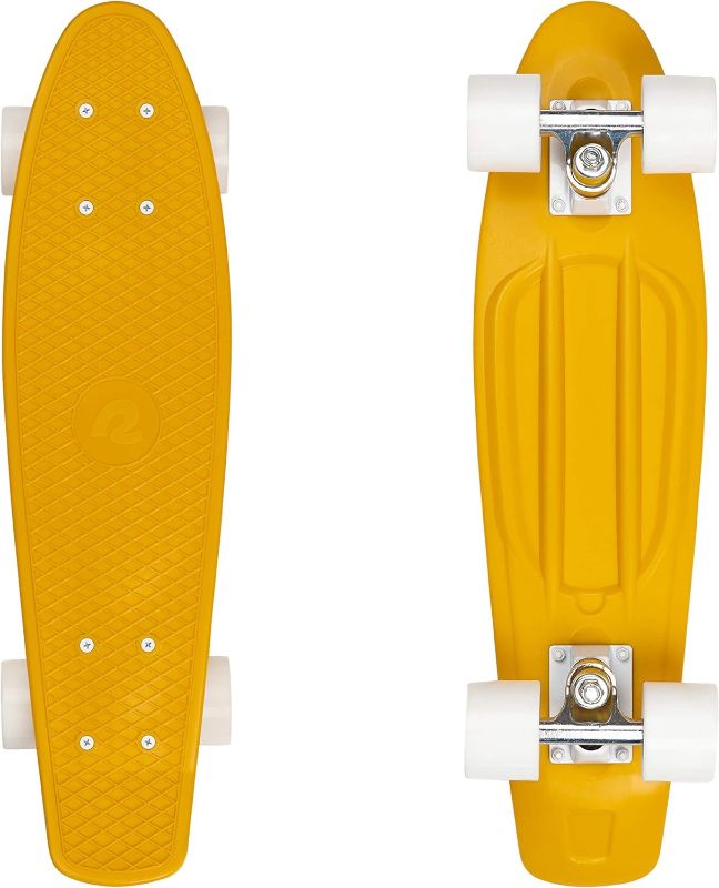 Photo 1 of Retrospec Quip Mini Cruiser Skateboard 22.5" and 27" Classic Retro Plastic Cruiser Complete Skateboard with ABEC 7 Bearings and PU Wheels Compact Board with Grippy, Molded Waffle Deck
