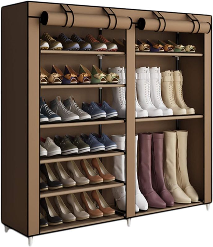 Photo 1 of ACCSTORE Shoe Rack Shoe Storage Boot Style Hode up to 27 Pairs Shoes With Non-woven Fabric Cover,Brown
