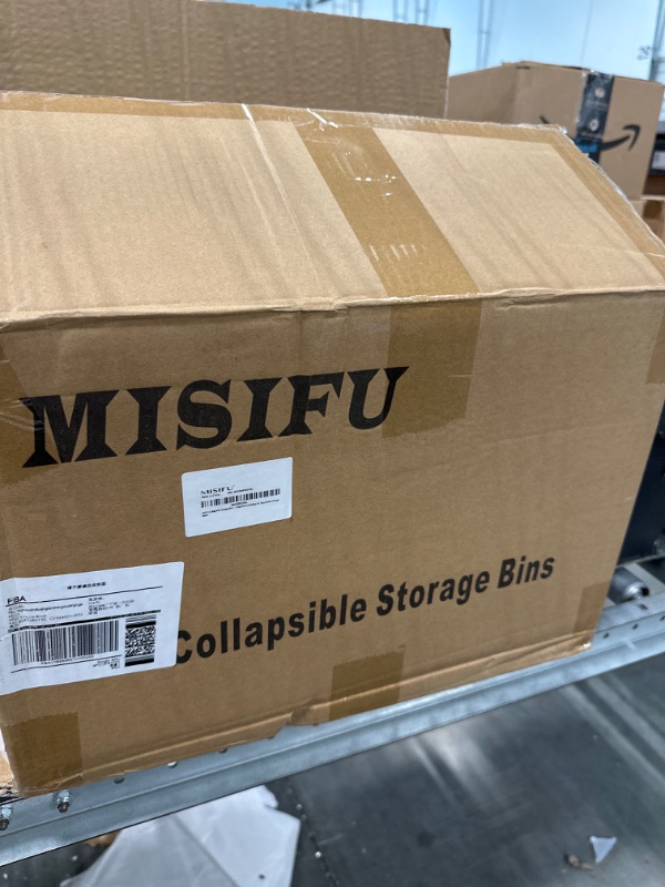 Photo 1 of MISIFU 4 Pack Storage Bins With Lids,8.2 Gal Plastic Storage Bins with Doors,Stackable Storage Bins has Light,Storage Container with Wheel for Toys,Books,Makeup(White&Grey) White_Grey