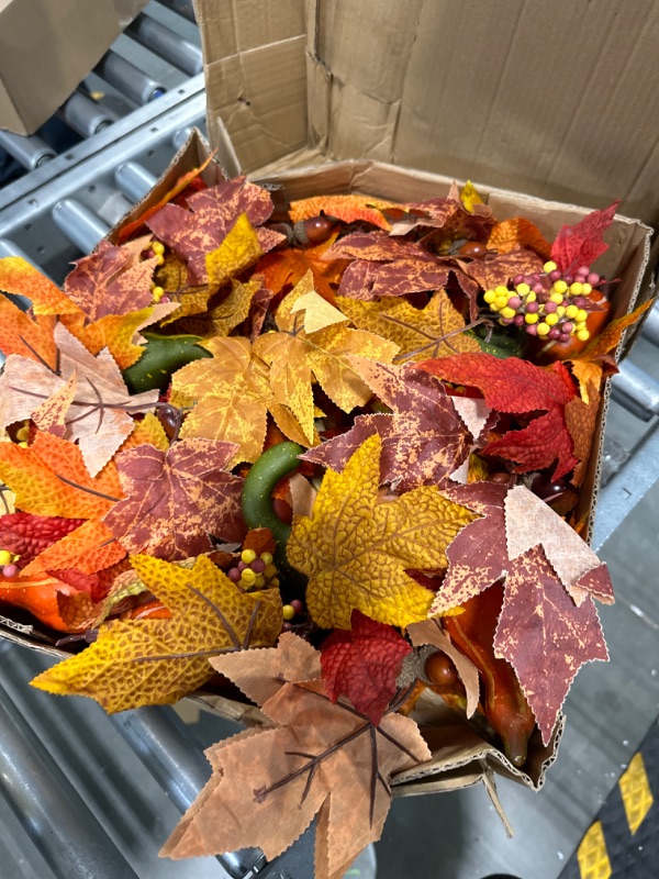 Photo 3 of 24 Inch Fall Wreaths for Front Door Outside, Fall Harvest Door Wreath with Pumpkins Berries Maple Leaves,Large Autumn Farmhouse Wreath for Thanksgiving Halloween Decorations Indoor Outdoor Home Decor