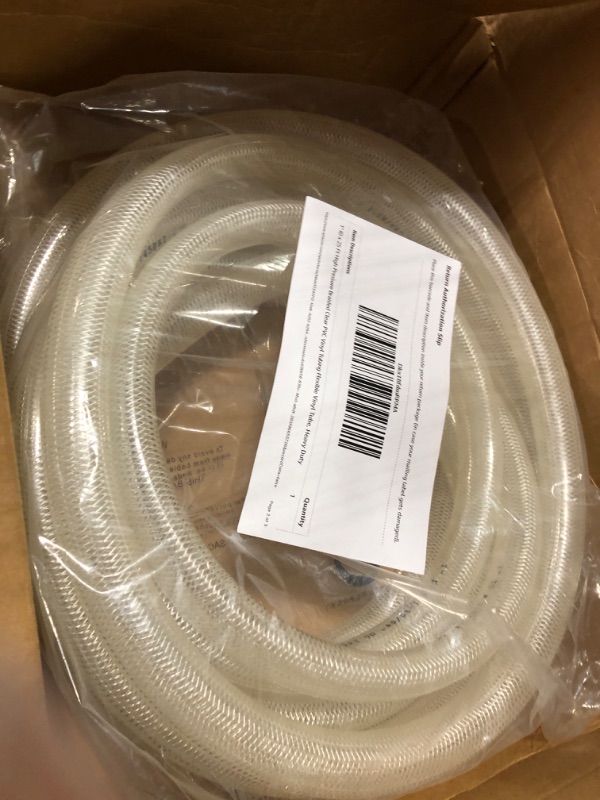 Photo 3 of 1/2" ID x 3/4" OD - 50 Ft High Pressure Braided Clear PVC Vinyl Tubing Flexible Vinyl Tube, Heavy Duty Reinforced Vinyl Hose Tubing, BPA Free and Non Toxic 1/2" I.D. 50 Feet