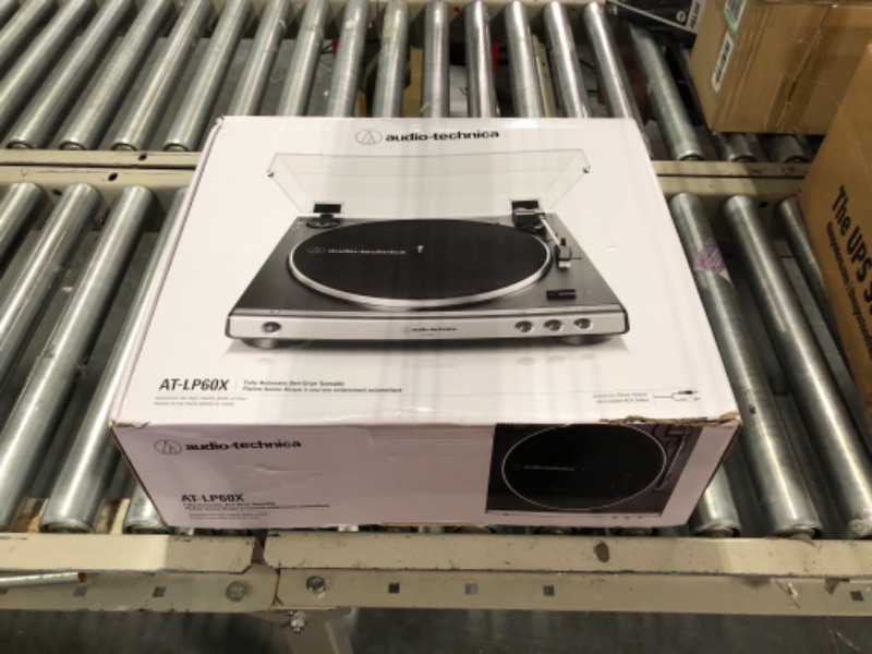 Photo 1 of Audio-Technica AT-LP60X-GM Fully Automatic Belt-Drive Stereo Turntable, Gunmetal/Black, Hi-Fi, 2 Speed, Dust Cover, Anti-Resonance, Die-Cast Aluminum Platter Silver