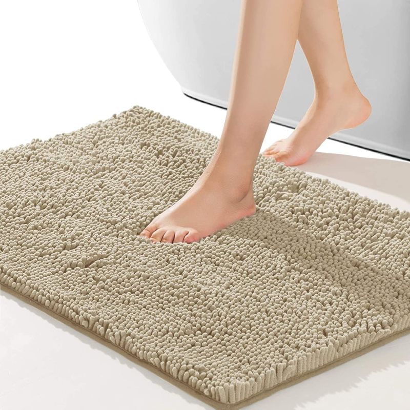 Photo 1 of  Bathroom Rug Non Slip Bath Mat for Bathroom (16 x 24, Sand) Water Absorbent Soft Microfiber Shaggy Bathroom Mat Machine Washable Bath Rug for Bathroom Thick Plush Rugs for Shower