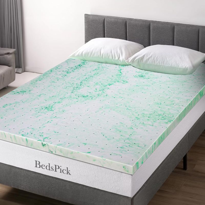 Photo 1 of BedsPick 3 Inch Queen Memory Foam Mattress Topper, Gel Infused Foam Mattress Topper Queen Foam Mattress Pad