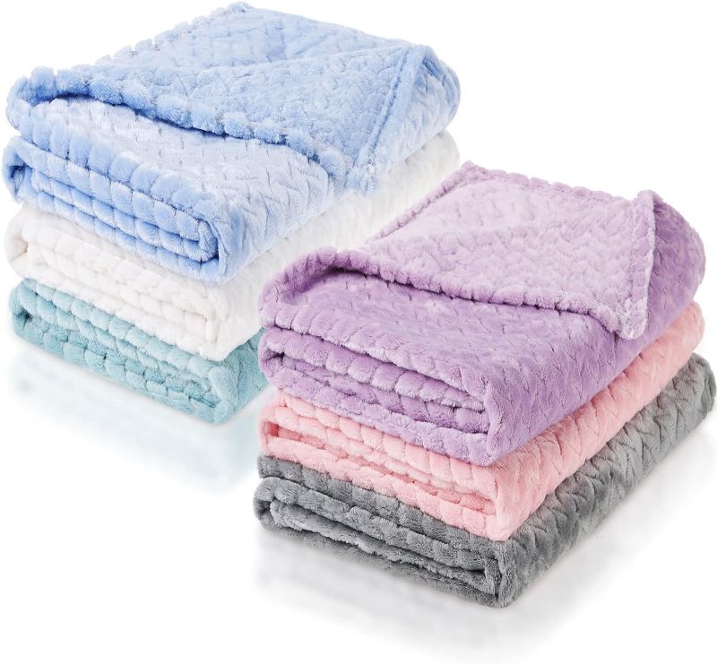Photo 1 of 6 Pcs Baby Flannel Blanket Plush Warm and Cozy Blankets for Newborn Infant and Toddler, Soft Receiving Baby Blanket for Crib Stroller, Cozy Throw Blankets...