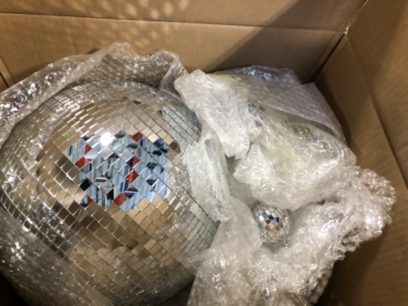 Photo 3 of 65 Pcs Mirror Disco Balls Ornaments Different Sizes Bulk Reflective Mini Disco Ball Decorations 70s Disco Themed Party Decoration for Christmas Wedding Party Ornaments (12/6/ 4/3.2/2/ 1.2 in) 12/ 6/ 4/ 3.2/ 2/ 1.2 In