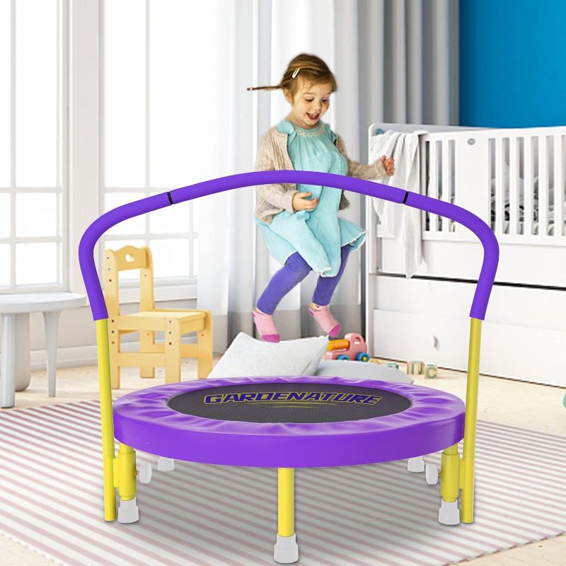 Photo 1 of *NOI MANUAL* Gardenature 36'' Toddler Trampoline with Handle for Kids, Indoor/Garden Jump Safely Super Safety, Toddlers Trampoline with Safety Padded Cover