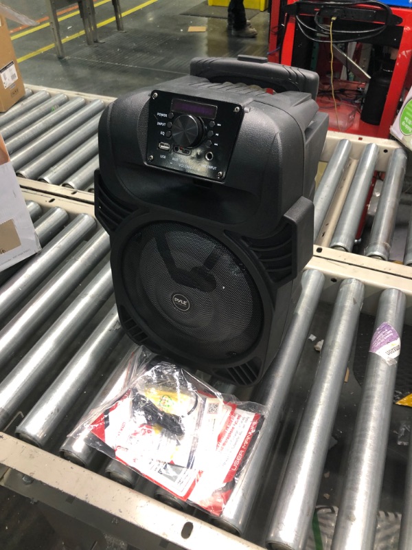 Photo 3 of Pyle 400W Portable Bluetooth PA Loudspeaker - 8” Subwoofer System, 4 Ohm/55-20kHz, USB/MP3/FM Radio/ ¼ Mic Inputs, Multi-Color LED Lights, Built-in Rechargeable Battery w/ Remote Control -PPHP844B