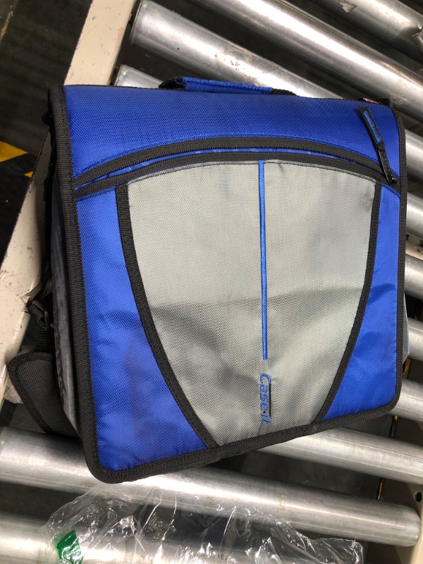 Photo 3 of Case-it The Mighty Zip Tab Zipper Binder - 3 Inch O-Rings - 5 Color Tab Expanding File Folder - Multiple Pockets - 600 Sheet Capacity - Comes With Shoulder Strap - Blue D-146 Blue Single