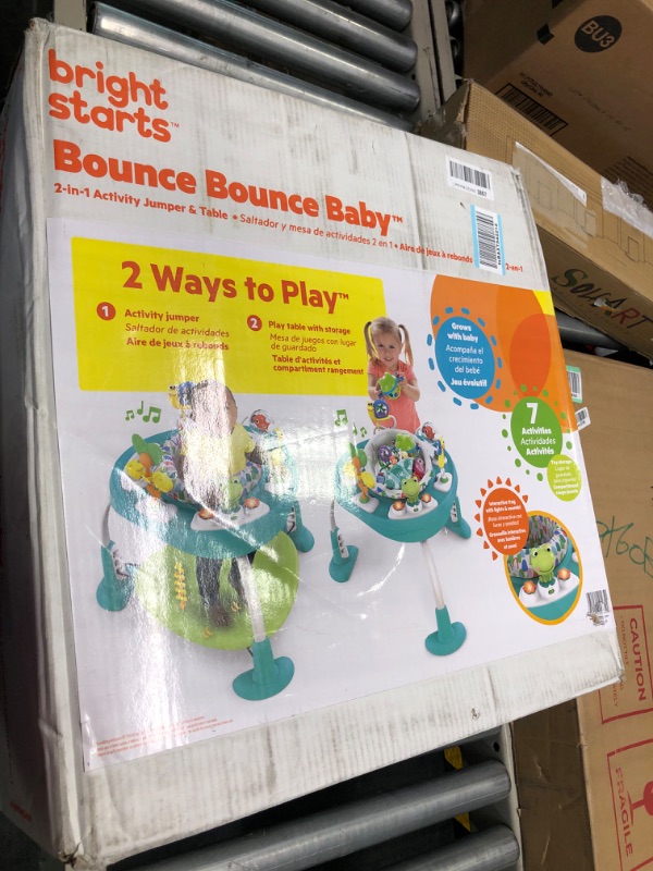 Photo 2 of Bright Starts Bounce Bounce Baby 2-in-1 Activity Center Jumper & Table - Playful Pond (Green), 6 Months+