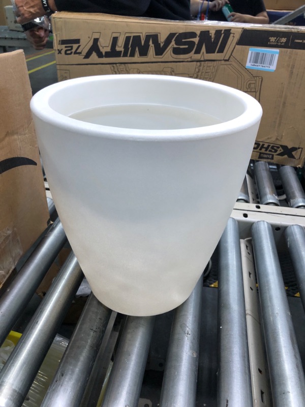 Photo 2 of  Indoor & Outdoor Lightweight Decorative Plant Pots with Drainage Hole, Single Planter, 13" H, Pure White Pure White 13"H