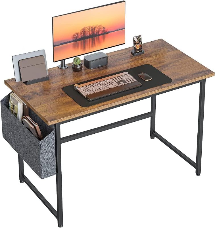 Photo 1 of Cubiker Computer Desk 47 inch Home Office Writing Study Desk, Modern Simple Style Laptop Table with Storage Bag, Deep Brown