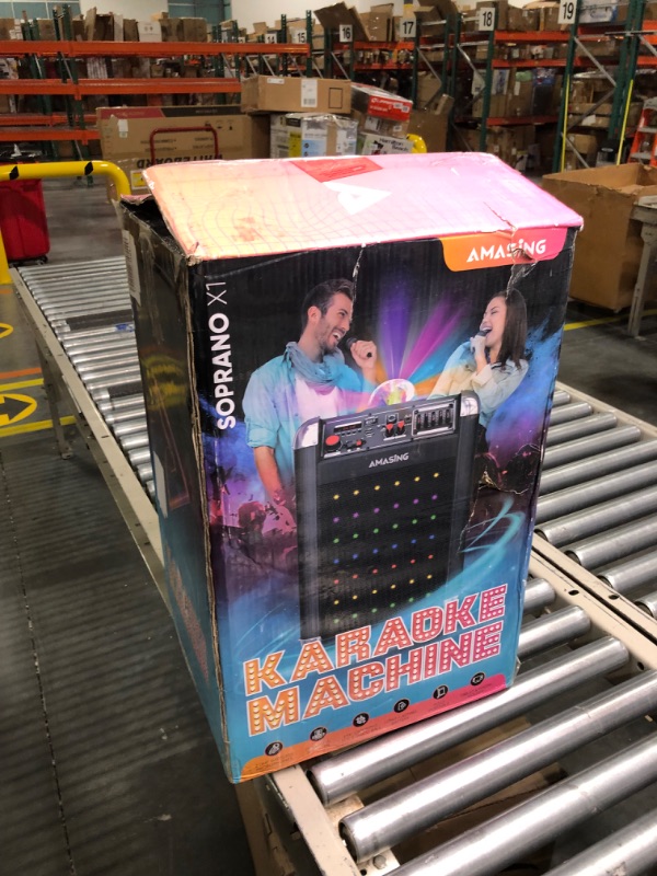 Photo 1 of MASINGO Karaoke Machine for Adults & Kids with 2 UHF Wireless Microphones - Portable Singing PA Speaker System w/ Two Bluetooth Mics, Party Lights, Lyrics Display Holder & TV Cable - Soprano X1 Black