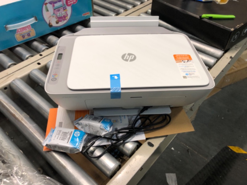 Photo 1 of HP DeskJet 2755e Wireless Color All-in-One Printer with bonus 6 months Instant Ink (26K67A), white