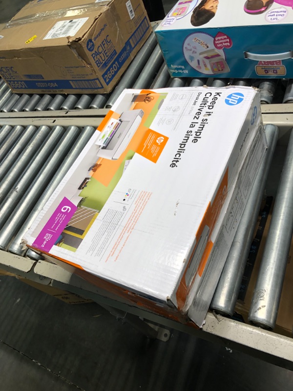 Photo 1 of HP DeskJet 2755e Wireless Color All-in-One Printer with bonus 6 months Instant Ink (26K67A), white