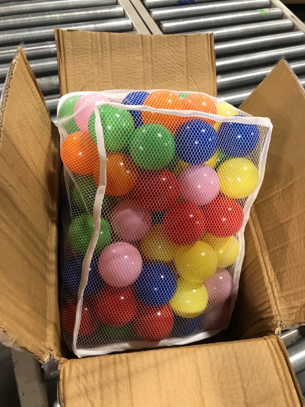 Photo 1 of Click N' Play Plastic Balls for Ball Pit, Phthalate & BPA Free, Crush Proof Play Balls for Ball Pit, Pit Balls in Assorted Colors in Reusable and Durable Storage Mesh Bag with Zipper | 200, 1000 count Bright 100 Count