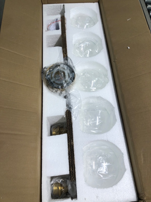 Photo 3 of 5-Light Gold Bathroom Light Fixtures, Bathroom Light Industrial Wall Sconce Over Mirror Bathroom Vanity Light Fixture with Glass Shades - Vanity Lights for Bathroom Farmhouse Bedroom Dressing Mirror 5 light Gold