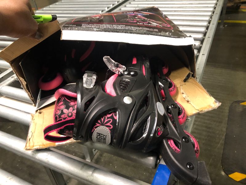 Photo 1 of High Bounce Adjustable Inline Skate for Adults and Kids Lightweight Skates with Smooth Gel Wheels Pink Large (1.5-4.5) - Big Kid 6-9US