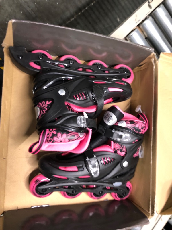 Photo 3 of High Bounce Adjustable Inline Skate for Adults and Kids Lightweight Skates with Smooth Gel Wheels Pink Large (1.5-4.5) - Big Kid 6-9US