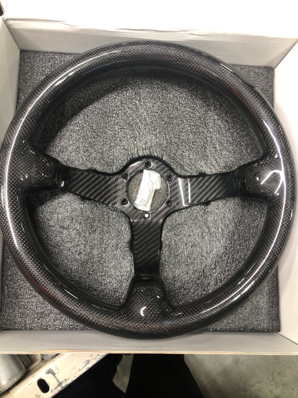 Photo 3 of HIWOWSPORT Carbon Fiber Racing Steering Wheel 350mm Diameter Bolt