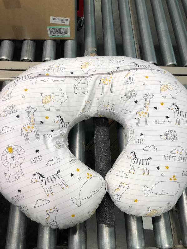 Photo 1 of Boppy Nursing Pillow Original Support, White and Gold Notebook, Ergonomic Nursing Essentials for Bottle and Breastfeeding, Firm Fiber Fill, with Removable Nursing Pillow Cover, Machine Washable