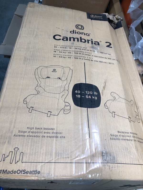 Photo 2 of Diono Cambria 2 XL 2022, Dual Latch Connectors, 2-in-1 Belt Positioning Booster Seat, High-Back to Backless Booster with Space and Room to Grow, 8 Years 1 Booster Seat, Blue NEW! Blue