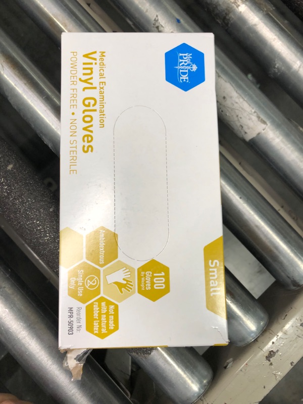 Photo 1 of MedPride Powder-Free Vinyl Exam Gloves, Small, Box/100 Small (Pack of 1) Box/100