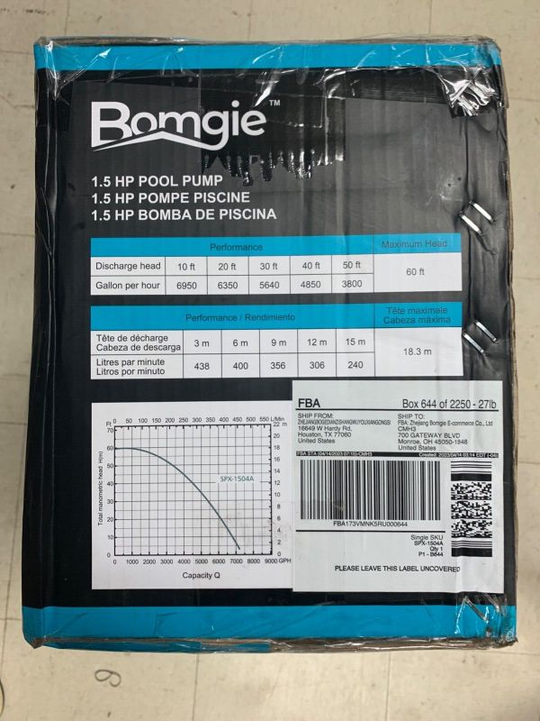 Photo 4 of BOMGIE 1.5HP Portable Water Transfer Sprinkler Pump GJX-1505S