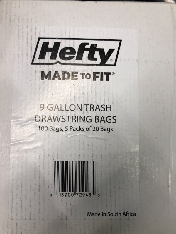 Photo 3 of Hefty Made to Fit Trash Bags, Fits simplehuman Size H (9 Gallons), 100 Count (5 Pouches of 20 Bags Each) Size H 100 Count (Pack of 1)