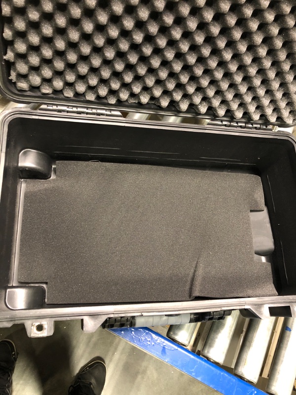 Photo 5 of 22" Rolling Weatherproof Equipment Case with Telescopic handle made of Polypropylene Plastic, Black with Foam Insert, 22" X 13.5" X 9"