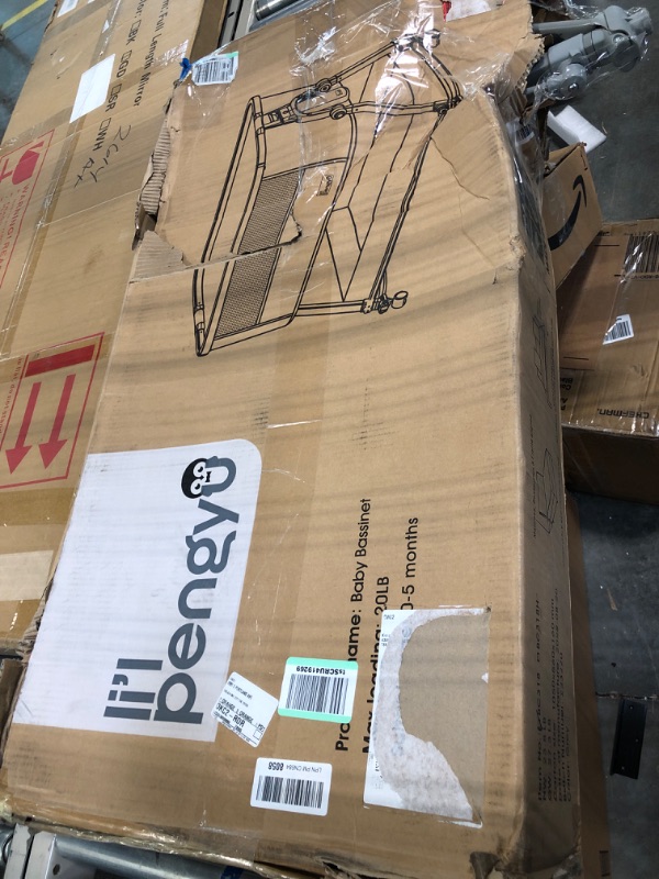 Photo 1 of Baby Bassinet Bedside Sleeper for Baby, Li’l Pengyu Foldable Bassinet with Rocking Cradle Mode, Free-Installation & Quick-Folding Bedside Crib, Come with Comfy Mattress and Portable Bag (Cloth)