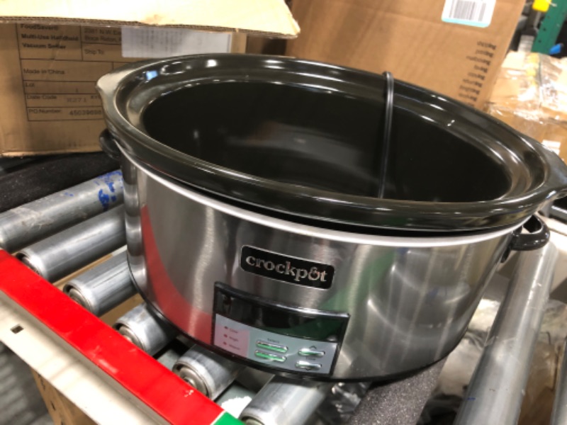 Photo 4 of ** Lid does not fit. ** Crockpot 8 Quart Slow Cooker with Auto Warm Setting and Cookbook, Black Stainless Steel