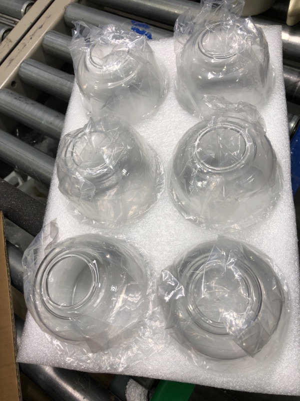 Photo 1 of 6 Pcs Clear Glass Shade 5 Inch Diameter 5.67 Inch High 1.65 Inch Fitter Light Cover Shade Ceiling Fan Light Covers High Transmittance Glass Globes for Light Fixtures Replacement Pendant Chandelier