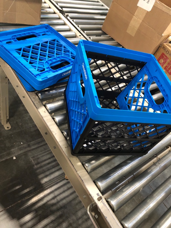 Photo 1 of CleverMade Collapsible Milk Crate, 25L Neptune Blue, 3 Pack