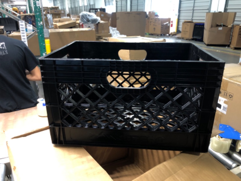 Photo 3 of Authentic 19x13x11 6 Gallon 24 Quart Rectangular Dairy Milk Crate (BLACK)