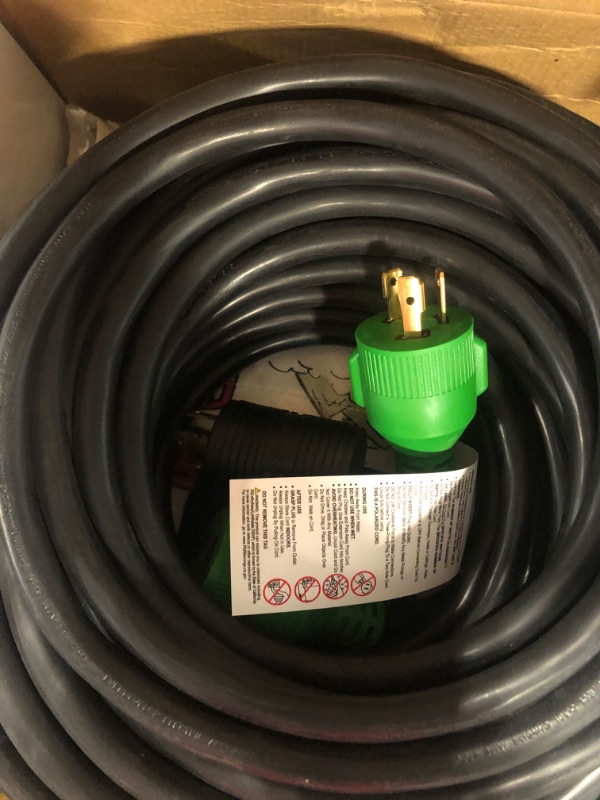 Photo 1 of RVMATE 3 Prong 30 Amp Generator Extension Cord 100 Feet, NEMA L5-30P/L5-30R 125V SJTW Jacket 100FT