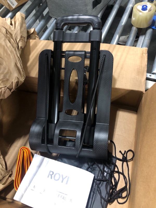 Photo 1 of Folding Hand Truck,155 lbs Heavy Duty Luggage Cart with Elastic Bungee Rope, 4 Wheels Solid Construction Fold Up Dolly Compact Lightweight Utility Cart for Luggage Travel Shopping Moving Office Use