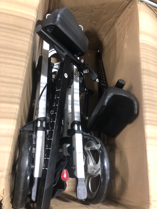 Photo 1 of ELENKER Upright Rollator Walker, Stand Up Rollator Walker with Shock Absorber, 10” Front Wheels and Carrying Pouch, Suitable for Outdoor, White