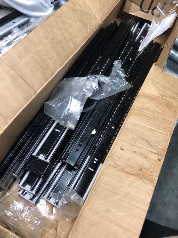 Photo 1 of 6 Pair of 22 Inch Hardware Soft Close Full Extension Side Mount Ball Bearing Sliding Black Drawer Slides 22 Inch-6 Pairs Black