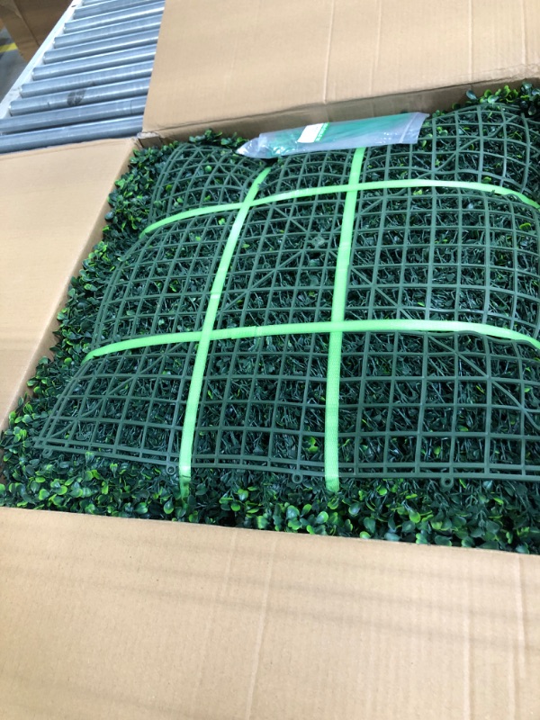 Photo 3 of ODTORY Artificial Grass Wall Backdrop Panels,20X20 in 12P UV-Anti Greenery Boxwood Panels for Indoor Outdoor Green Wall Decor & Ivy Fence Covering Privacy 20*20IN 12P Green