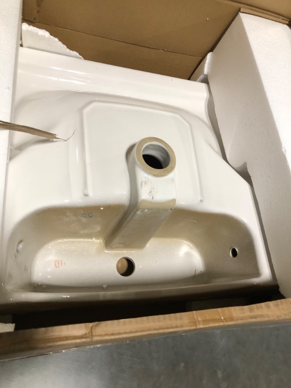 Photo 3 of AMASHEN Full Pedestal Bathroom Sink Traditional, One Faucet Hole White Cloakroom Ceramic Wash Basin (Sink only)