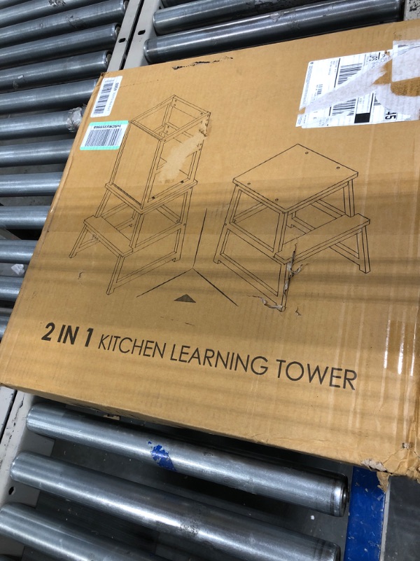 Photo 1 of Kids Kitchen Step Stool with Chalkboard & Safety Rail for Toddlers 18 Months and Older, Safety Anti-Slip Protection, Removable Step Stool for Adult Use, White