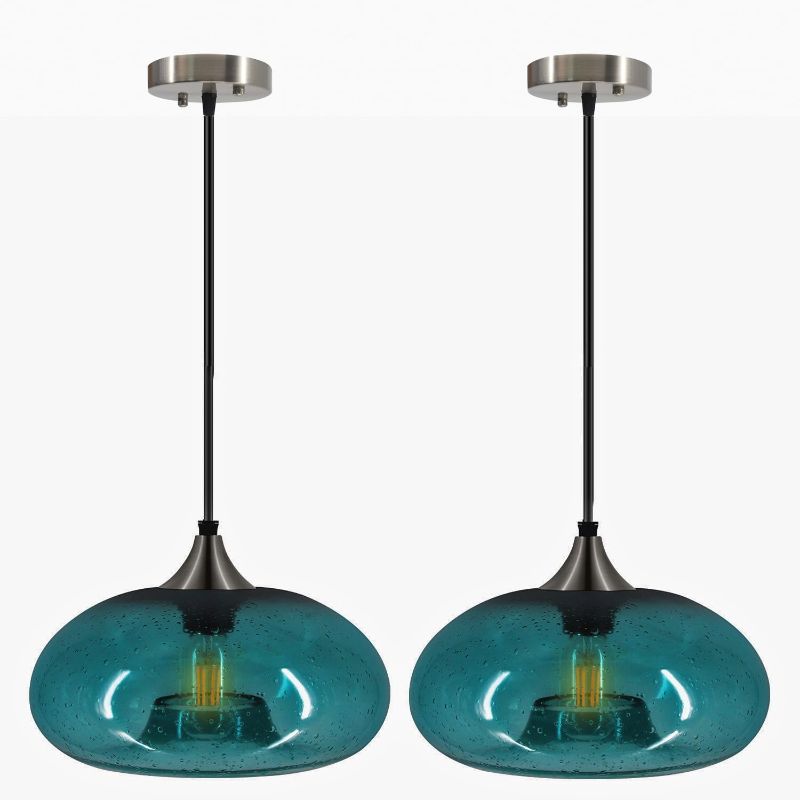 Photo 1 of `NATUMOIS Pendant Lights Large Glass Pendant Lighting for Kitchen Island Modern Green Seeded Bubbles Hanging Light Fixtures Over Sink Table Foyer 11 Inch Diam?2-Pack?